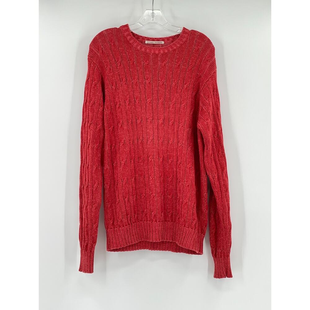 Luciano Barbera Mens Red Cable Knit Crew Heavyweight Sweater Sz 50 US M